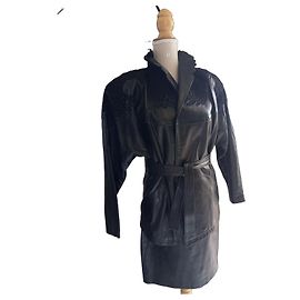 Jitrois Giacca di pelle nera con pizzo Nero