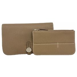 Cartera Larga Dogon GM Togo Etoupe Hermès Gris pardo