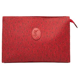 Saint Laurent Red Canvas Clutch Red