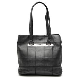 Chanel Black Choco Bar Caviar Tote Black