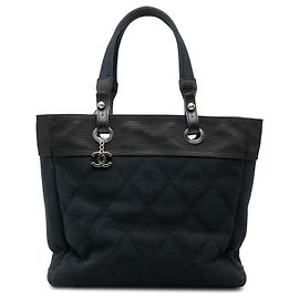 Chanel Blue Medium Quilted Canvas Paris Biarritz Tote Blue Navy blue