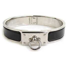 Pulseira Bangle Click Aneau Hermès Preto Prata