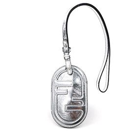 Fendi Leather Travel Pass Case in Silver Silvery