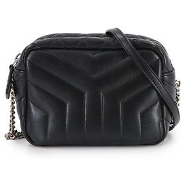 Borsa a spalla mini bowling Loulou con catena Saint Laurent Nero
