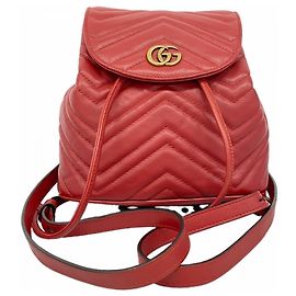 Gucci GG Marmont Roter Leder Rucksack Rot