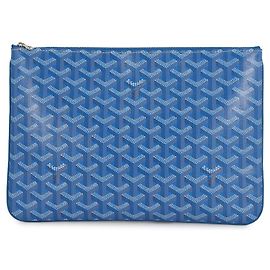 Goyard Senna MM Leder Clutch Tasche Hellblau