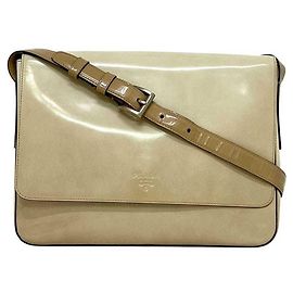 Bolsa de ombro de couro bege Prada Bege