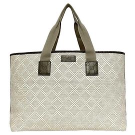 Bolsa tote de PVC e couro bege e branco Gucci Branco Bege