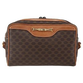 Céline Borsa a Spalla Macadam Vintage Celine in Tela e Pelle Marrone