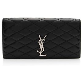 Saint Laurent Quilted Lambskin Monogram Kate Clutch Noir