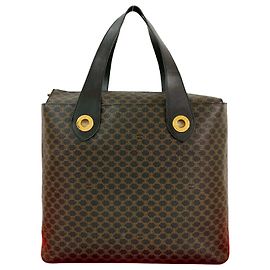 Céline Sac à main en cuir PVC Celine Macadam Trionfo Marron Noir