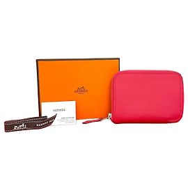 Hermès Tarjetero y monedero de cuero Azap Silk de Hermes Rosa