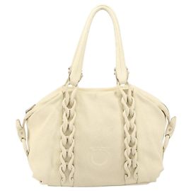 Salvatore Ferragamo Gancini Tote Leather Beige