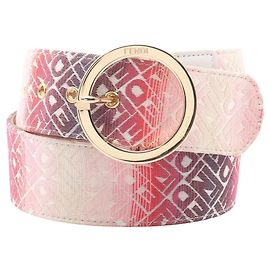 Fendi Multi-color Canvas and Leather Women's Belt Red Multiple colors