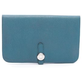Portefeuille long bifold Hermès Dogon Duo GM Vert