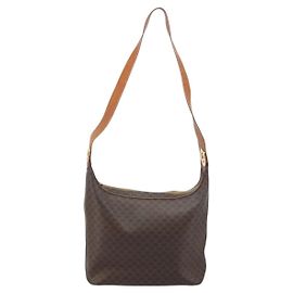 Céline Borsa a Spalla Celine Vintage Macadam in Tela e Pelle Marrone