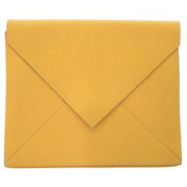 Hermès Courchevel Yellow Clutch Bag Yellow