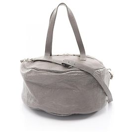 Bolsa Boston Hobo Air em couro cinza Balenciaga Marrom