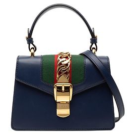 Gucci Sherry Line Sylvie Handbag Navy blue