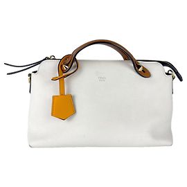 Borsa in pelle Fendi By the Way Marrone Arancione Bianco sporco