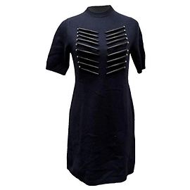 Louis Vuitton Navy Blue Cashmere Dress with Stud Embellishments Dark blue