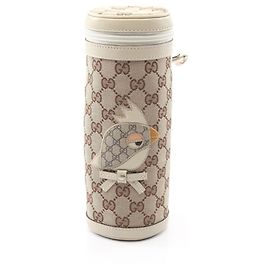 Estojo de garrafa em lona GG para crianças Gucci Branco Bege