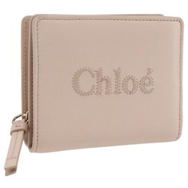 Chloé Portefeuille Compact en Cuir Chloe Sense Rose Doré Auth 149925V Rose Doré