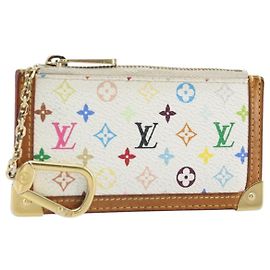LOUIS VUITTON Monogram Multicolor Pochette Cles Purse White M92655 Auth 172025 White