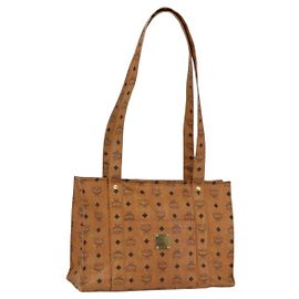 Sac Tote Vicetos Logogram MCM en PVC Marron Or Auth BA10363 Marron Doré