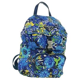 Sac à dos PRADA en nylon bleu clair argent authentique 169566V Argenté Bleu clair