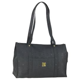 Borsa tote MCM Logogram Vicetos PVC Nero Oro Auth 162533 Nero D'oro