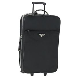 PRADA Carry Bag Nylon Black Silver Auth bs32877 Black Silvery
