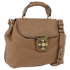 Chloé Sac à main en cuir Chloe Elise 2 en 1 marron or Auth BA10748 Marron Doré