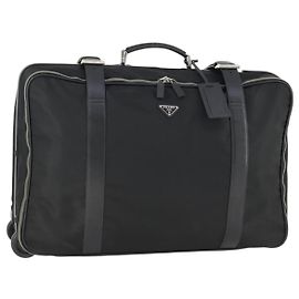 PRADA Custodia Valigia Nylon Pelle Nera Argento Auth 165055 Nero Argento