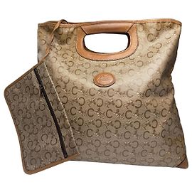 Céline Sac tote en cuir monogramme C de Celine Paris vintage marron beige Beige
