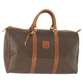 Céline Bolsa Boston em lona Macadam CELINE em couro PVC marrom dourado Auth ep13278 Marrom Dourado