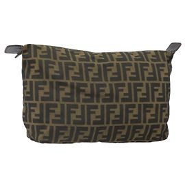 FENDI Zucca Canvas Tasche Schwarz Braun Auth ti3644 Braun Schwarz