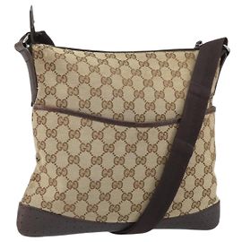 Borsa a Spalla GG Canvas Gucci Beige Argento 145857 Auth 169859 Argento Beige