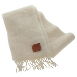 Sciarpa Anagram LOEWE in Lana Mohair Bianca Auth am10695V Bianco