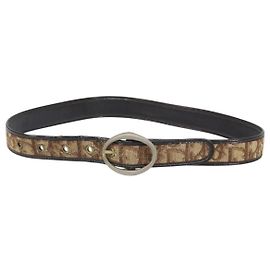 Christian Dior Trotter Canvas Belt 30.7"" Brown Auth bs33375 Brown