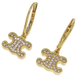 Céline Celine Triomphe Gold Stud Earrings Golden