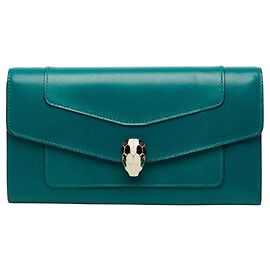 Bulgari Portefeuille Long Serpenti Bvlgari en Cuir Vert Vert
