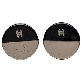 Orecchini a perno bicolore CHANEL Coco Mark Nero Argento