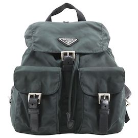 Sac à dos en nylon vert Prada Vert