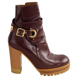 Chloé Botas de Cuero Burdeos Burdeos