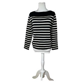 Vintage Jean Paul Gaultier Wollpullover gestreift Schwarz / Weiß M Schwarz