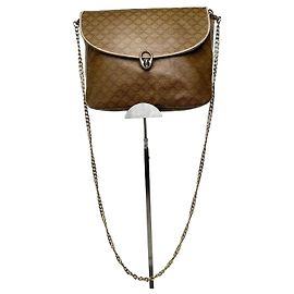 Céline Bolsa de couro marrom Celine Paris Triomphe Monogram com corrente vintage Marrom