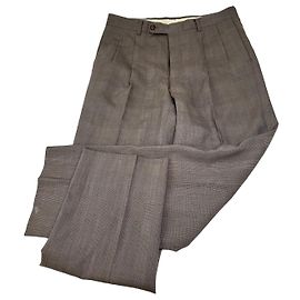 Calça de lã vintage Dior xadrez cinza e marrom Cinza antracite