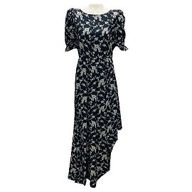 Marc by Marc Jacobs Schwarzes asymmetrisches Blumen-Maxikleid Co Schwarz