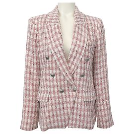 L'Agence Pink / White Kenzie Tweed Blazer Pink